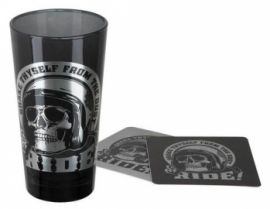 VERRES  "SKULL RIDER TALL GLASS SET" - HARLEY  DAVIDSON -