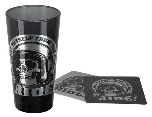 VERRES  "SKULL RIDER TALL GLASS SET" - HARLEY  DAVIDSON -