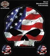 AUTOCOLLANT SKULL FLAG AMERICA - HARLEY-DAVIDSON -