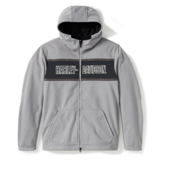 Polaire de moto à capuche H-D Trenton Deflector 2.0 - Colorblock - Billiard Grey & Harley Black