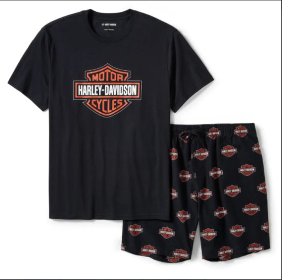 Ensemble pyjama short Harley-Davidson imprimé Bar & Shield noir