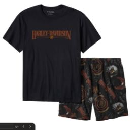 Ensemble pyjama short Harley-Davidson imprimé 80'S