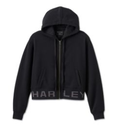 Sweat à capuche Harley-Davidson court zippé - Harley Black