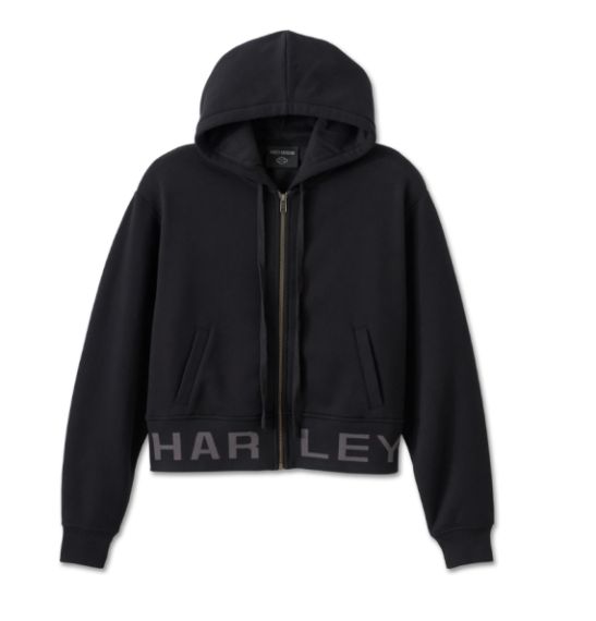 Sweat à capuche Harley-Davidson court zippé - Harley Black