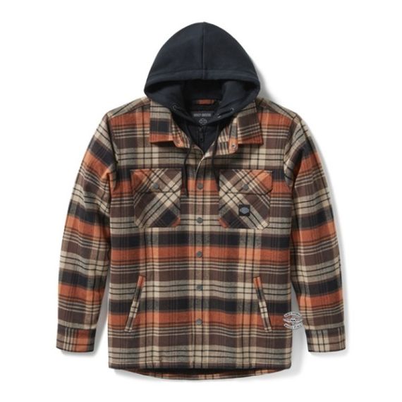 VESTE A CAPUCHE A CARREAUX MARRON - HARLEY DAVIDSON 