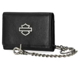 PORTEFEUILLE  AVEC CHAINE CUIR NOIR - 13.5xm-9.5cm - HARLEY DAVIDSON -