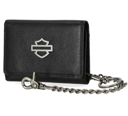 PORTEFEUILLE  AVEC CHAINE CUIR NOIR - 13.5xm-9.5cm - HARLEY DAVIDSON -