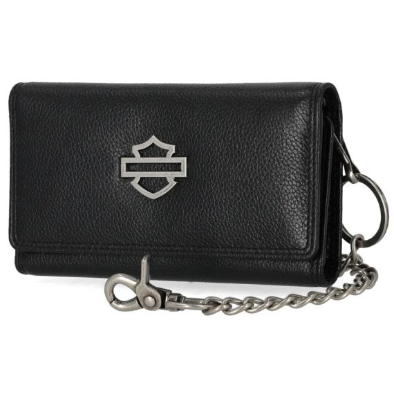 PORTEFEUILLE AVEC CHAINE CUIR NOIR - B&S - 17CMX10CM - HARLEY DAVIDSON 