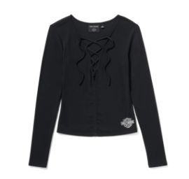 Haut à manches longues à lacets - Harley Black