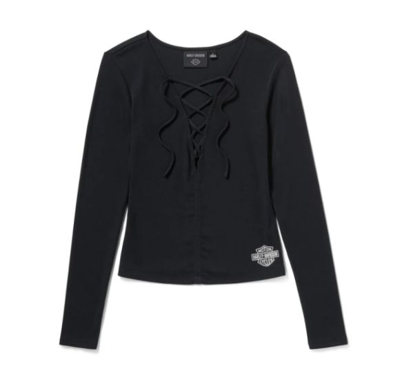 Haut à manches longues à lacets - Harley Black