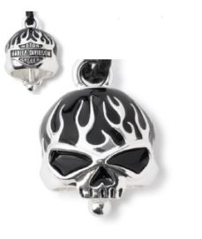 Clochette "Flaming Willie G Skull" noir et argent