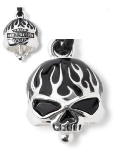 Clochette "Flaming Willie G Skull" noir et argent
