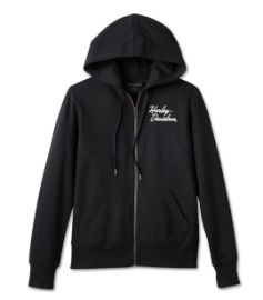 Sweatshirt &agrave; capuche zipp&eacute; Special &ldquo;Bar & Shield&rdquo; pour femmes - Black Beauty