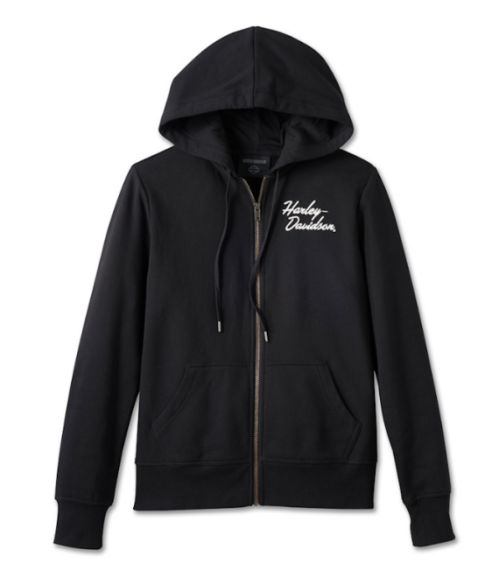 Sweatshirt &agrave; capuche zipp&eacute; Special &ldquo;Bar & Shield&rdquo; pour femmes - Black Beauty