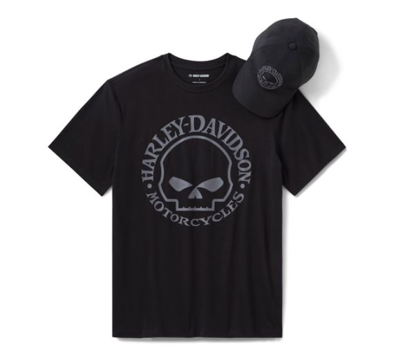 COFFRET CADEAU CASQUETTE ET TEE SHIRT WILLIE G SKULL - HARLEY DAVIDSON - 