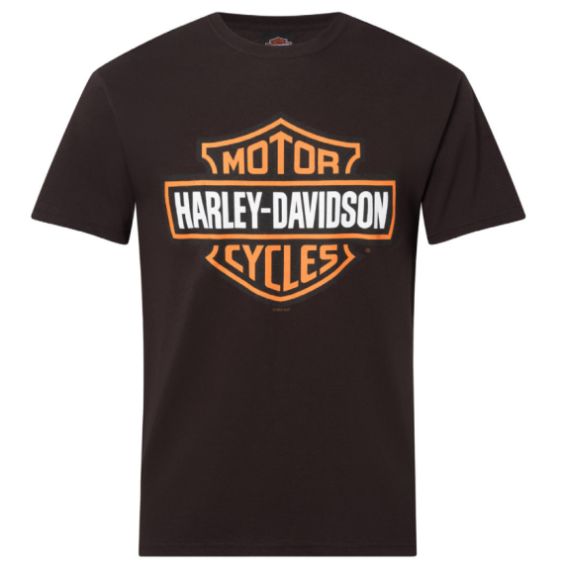 TEE SHIRT CONCESSION "B&S ORANGE ON BLACK" EDITION LIMITEE 20 ANS HARLEY-DAVIDSON RENNES