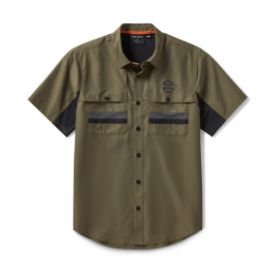 Chemise &agrave; manches courtes H-D TECH Vented pour hommes - Colorblock - Grape Leaf & Harley Black