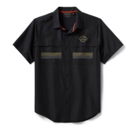 Chemise &agrave; manches courtes H-D TECH Vented pour hommes - Colorblock - Harley Black & Asphalt