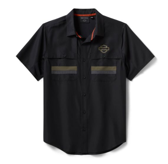 Chemise &agrave; manches courtes H-D TECH Vented pour hommes - Colorblock - Harley Black & Asphalt