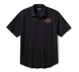 Chemise vintage boutonn&eacute;e en jersey pour hommes - Harley Black