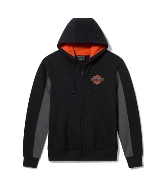 Sweat &agrave; capuche zipp&eacute; H-D Essential pour hommes - Colorblock - Harley Black & Asphalt