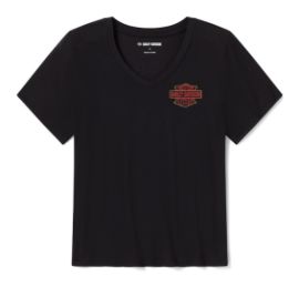 Haut &agrave; col en V Bling Thorns & Talons pour femmes - Harley Black