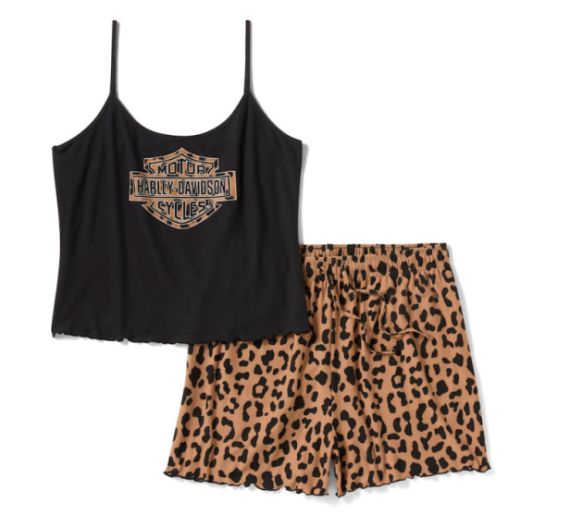 Ensemble pyjama d&eacute;bardeur et short H-D L&eacute;opard pour femmes