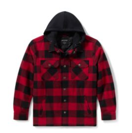Surchemise &agrave; capuche Traveler pour hommes - Plaid - Deep Red & Harley Black