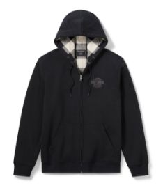 Sweat &agrave; capuche zipp&eacute; H-D American Classic &agrave; doublure en flanelle pour hommes - Harley Black