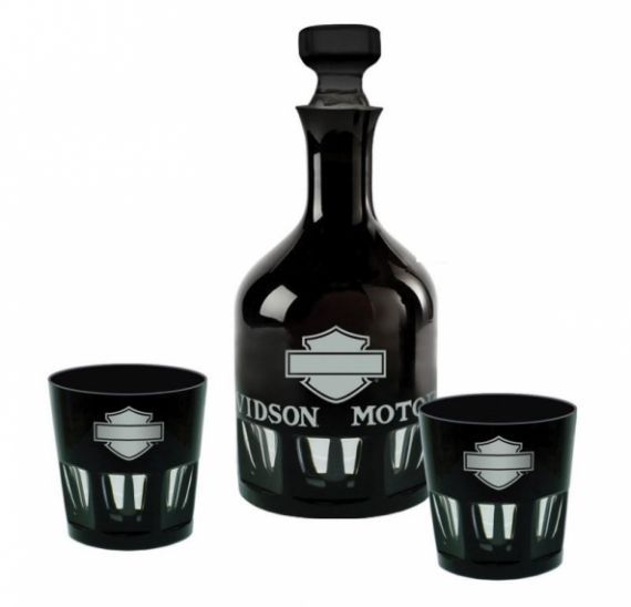 SILHOUETTE BAR & SHIELD DECANTER SET" HARLEY DAVIDSON